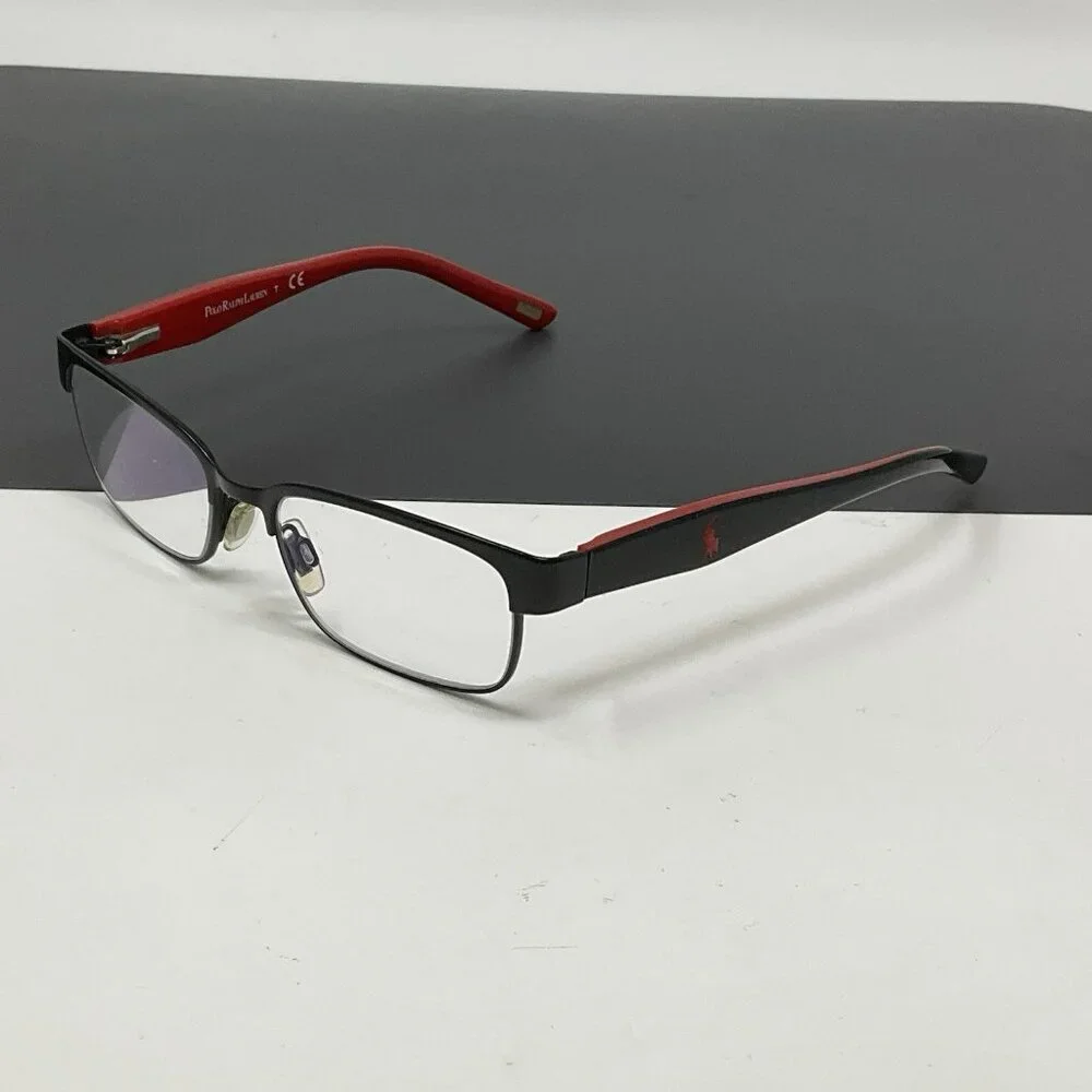 Polo Ralph Lauren 8036 3136 Black Red Rectangle Kids Eyeglasses Frames 46-15 125